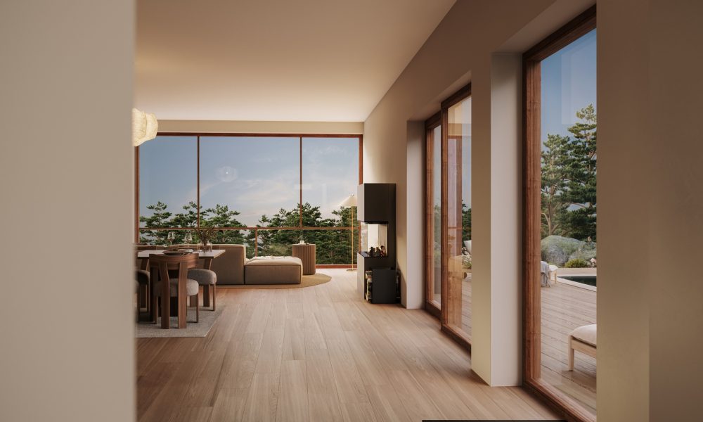 3D rendering - Porfyrberget vardagsrum